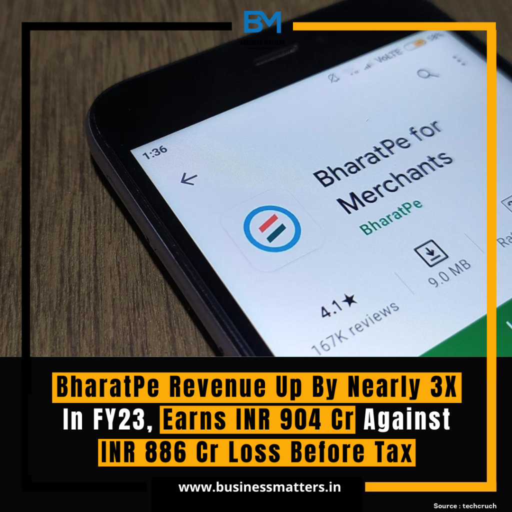 BharatPe Revenue Up By Nearly 3X In FY23, Earns INR 904 Cr Against INR 886 Cr Loss Before Tax