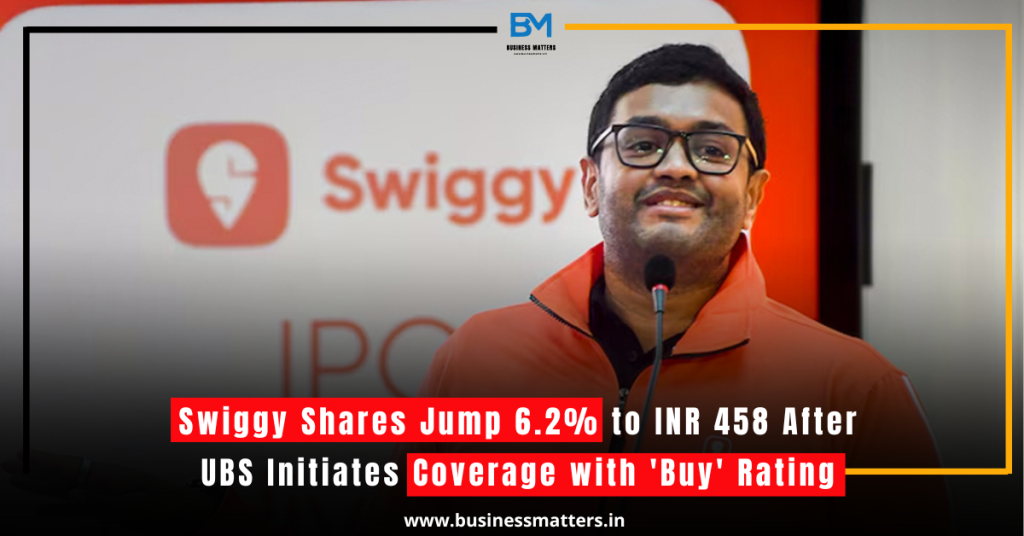 Swiggy Shares Jump 6.2% to INR 458 After UBS Initiates Coverage with 'Buy' Rating