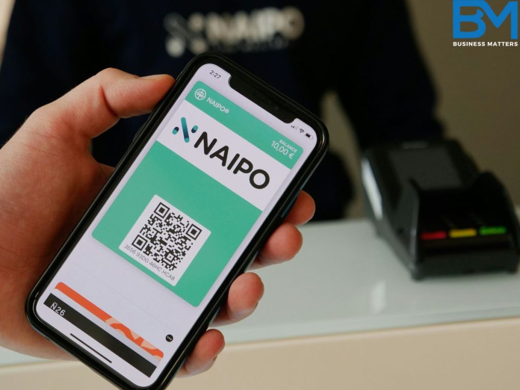 naipo online payment app interface inside smartphone