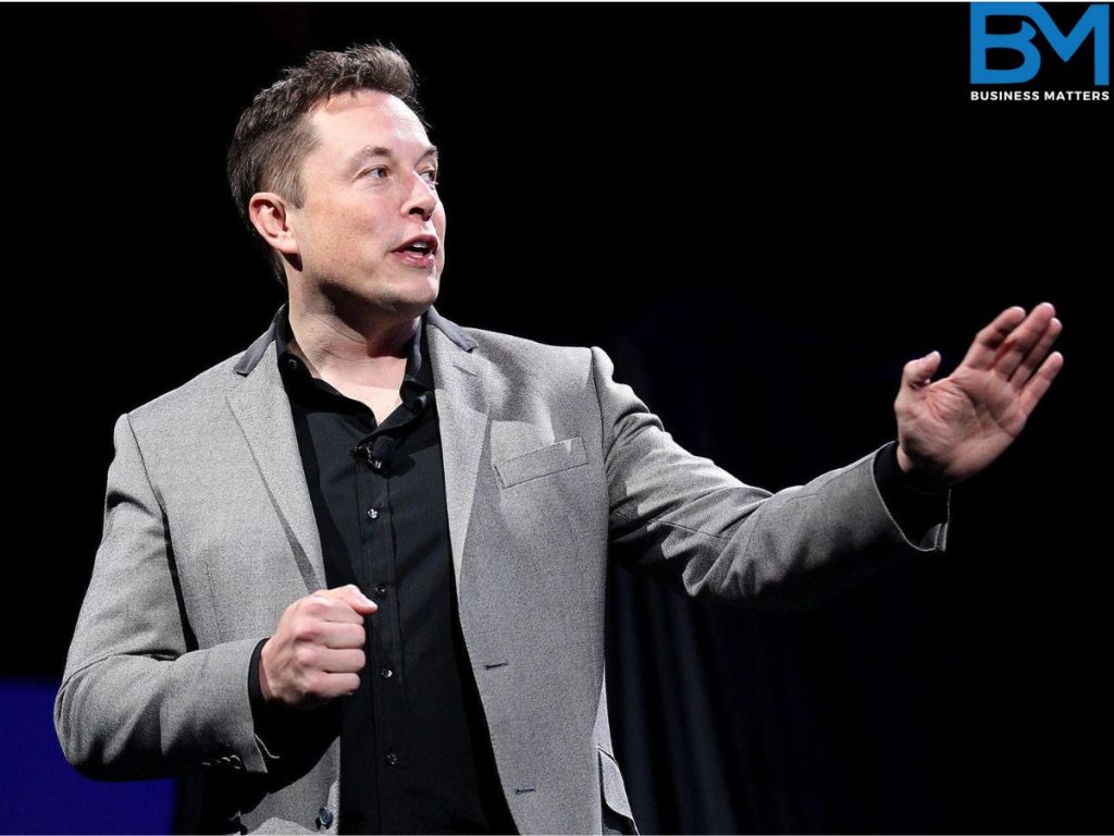 Elon musk, CEO of Tesla giving speech on stage