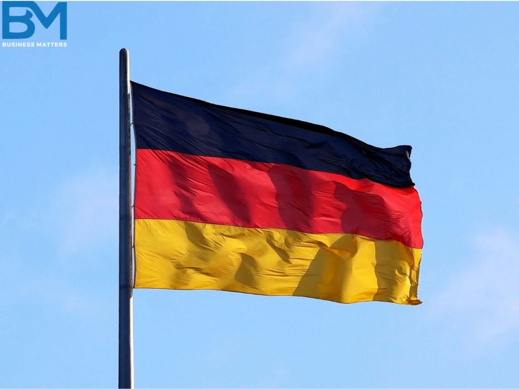 German National Flag waving in the Wind