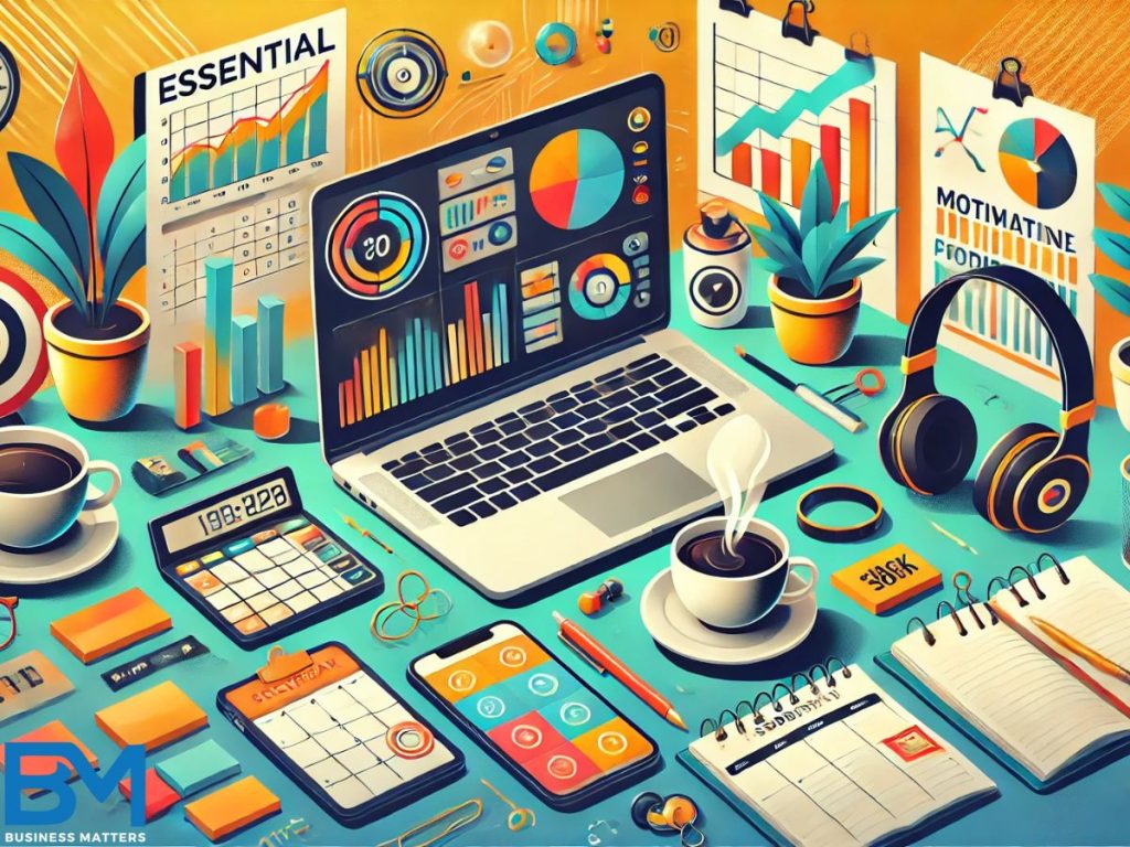 graphics of the tools which helps entrepreneurs to boost their efficiency